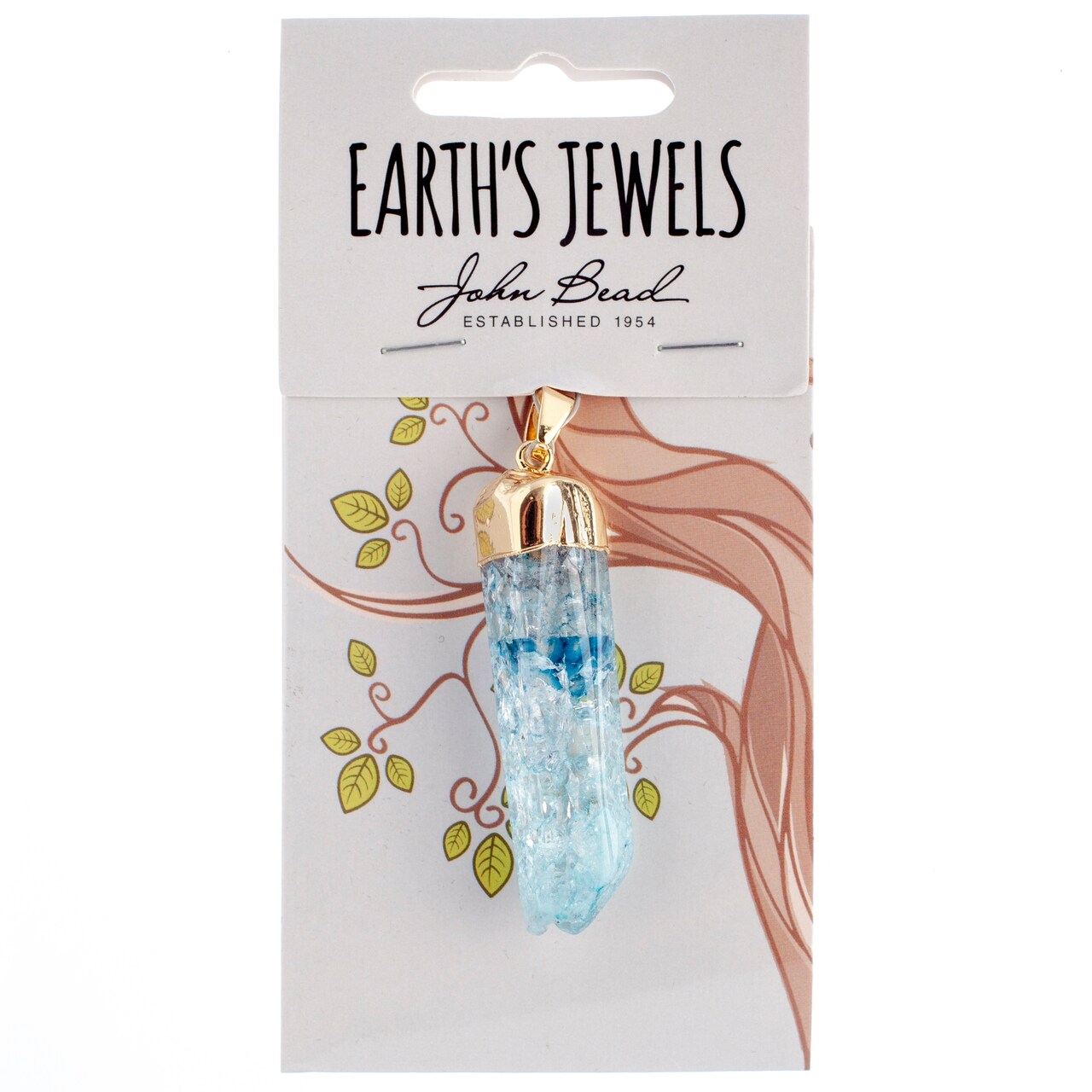 Earth's Jewel 40mm Light Blue Semi-Precious Mineral Stone Pendant